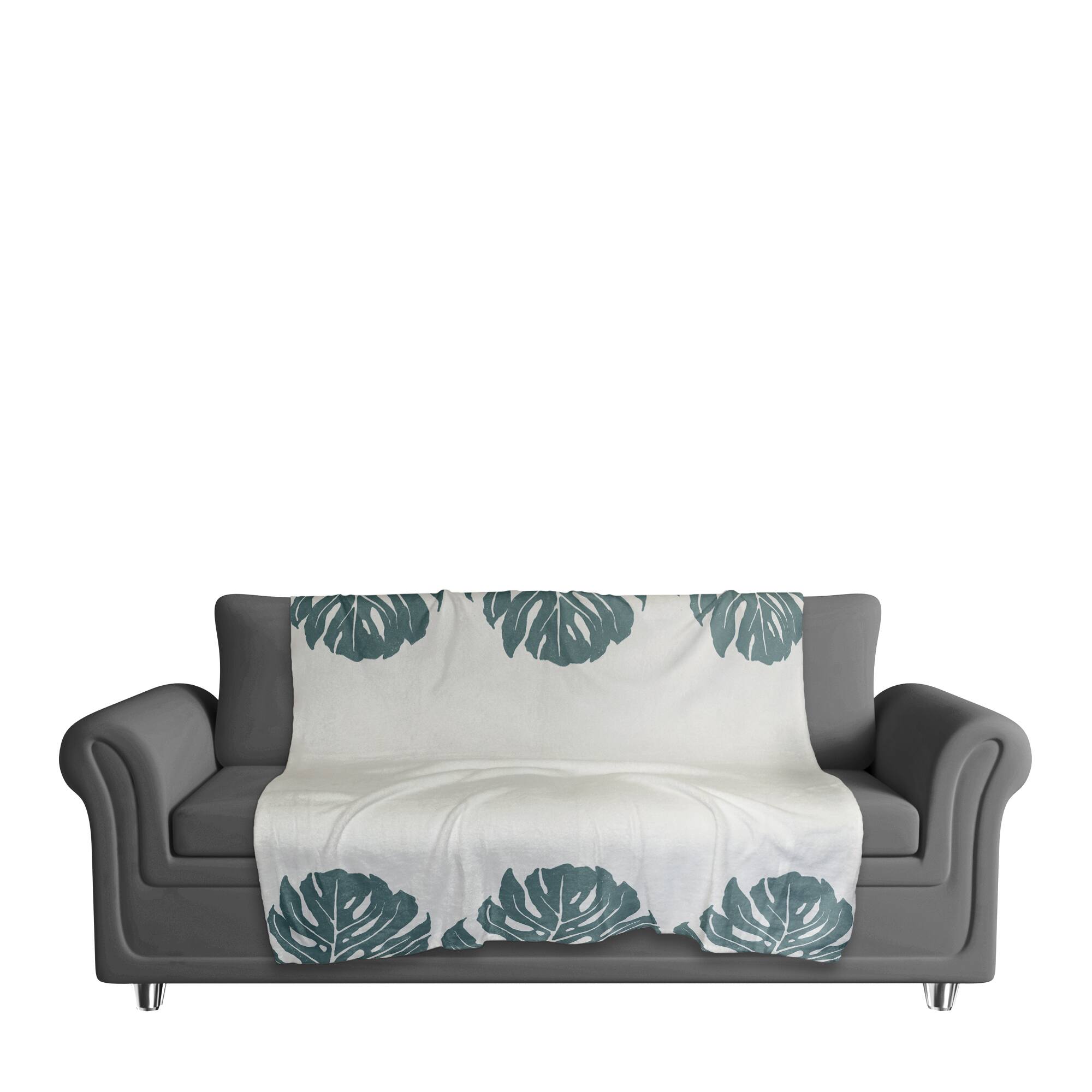 Three Leaf Monstera 50" x 60" Coral Fleece Blanket